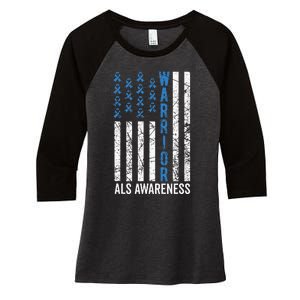 Blue Warrior For  & ALS Awareness Women's Tri-Blend 3/4-Sleeve Raglan Shirt