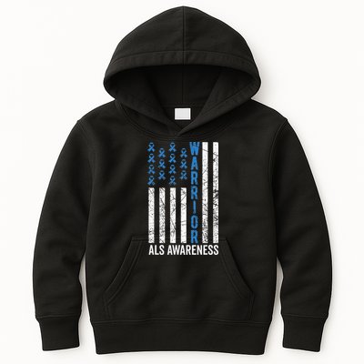 Blue Warrior For  & ALS Awareness Kids Hoodie