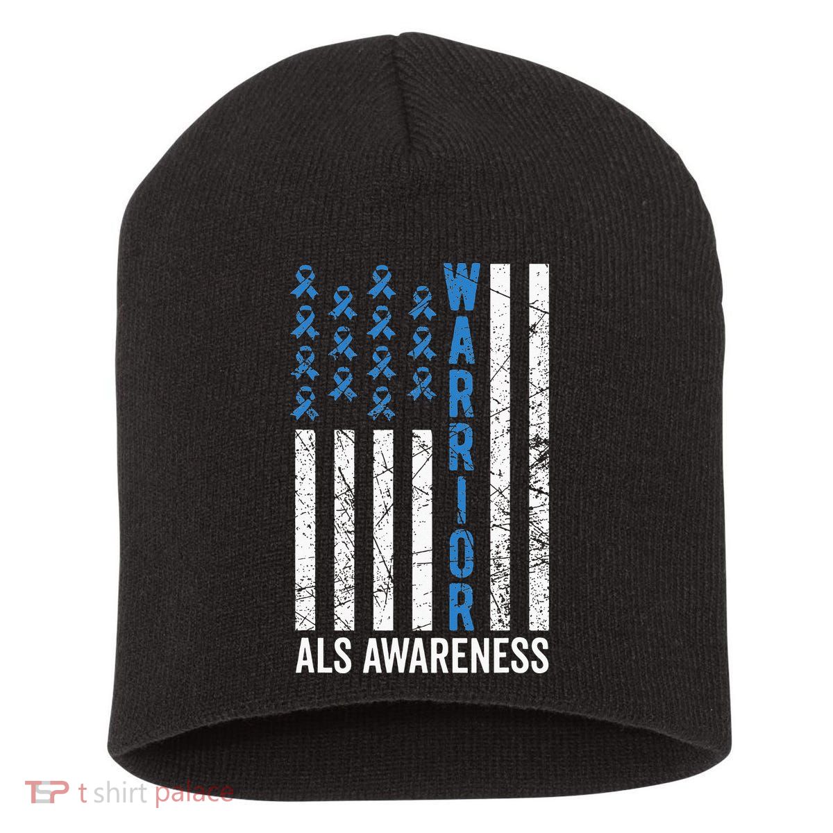 Blue Warrior For  & ALS Awareness Short Acrylic Beanie