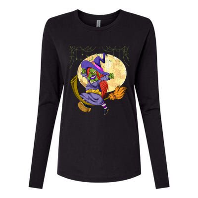 Broomstick Witchcraft Full Moon Halloween Party Spooky Witch Great Gift Womens Cotton Relaxed Long Sleeve T-Shirt