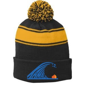 Blue Wave For Kamala Harris Trump Funny Stripe Pom Pom Beanie