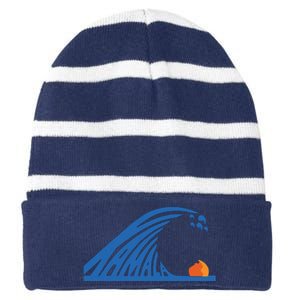 Blue Wave For Kamala Harris Trump Funny Striped Beanie with Solid Band