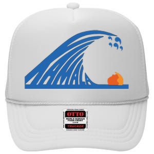 Blue Wave For Kamala Harris Trump Funny High Crown Mesh Back Trucker Hat