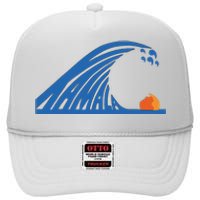 Blue Wave For Kamala Harris Trump Funny High Crown Mesh Back Trucker Hat