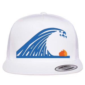 Blue Wave For Kamala Harris Trump Funny Flat Bill Trucker Hat