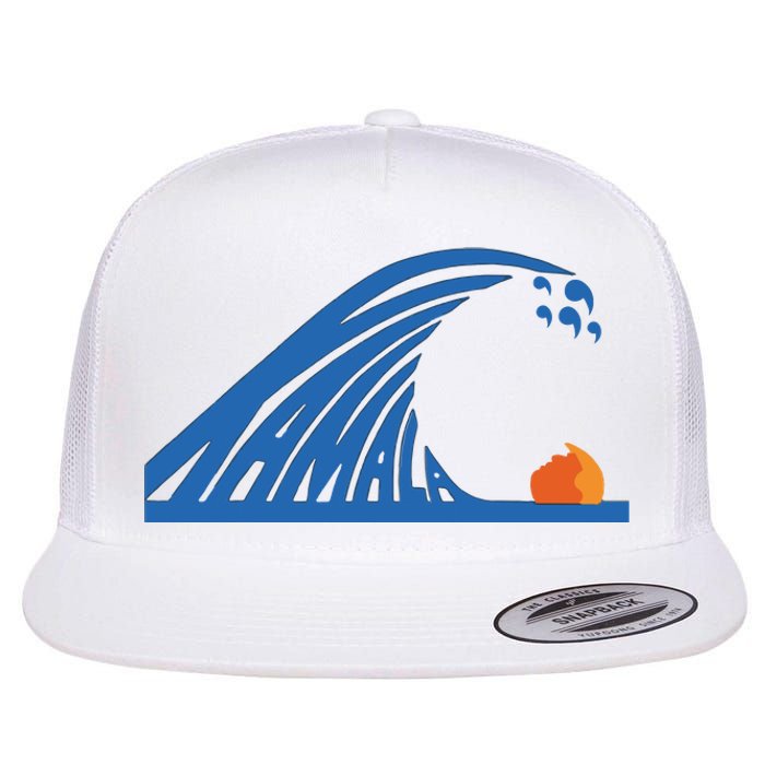 Blue Wave For Kamala Harris Trump Funny Flat Bill Trucker Hat