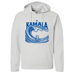 Blue Wave For Kamala Harris Trump Funny Performance Fleece Hoodie