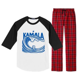 Blue Wave For Kamala Harris Trump Funny Raglan Sleeve Pajama Set