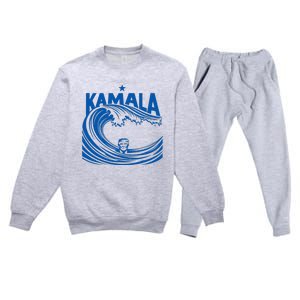 Blue Wave For Kamala Harris Trump Funny Premium Crewneck Sweatsuit Set