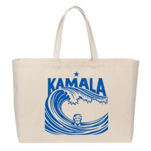 Blue Wave For Kamala Harris Trump Funny Cotton Canvas Jumbo Tote