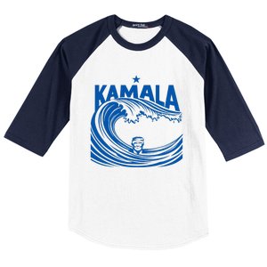 Blue Wave For Kamala Harris Trump Funny Baseball Sleeve Shirt