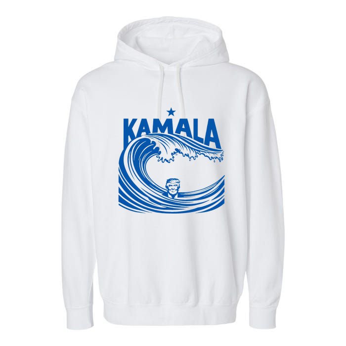 Blue Wave For Kamala Harris Trump Funny Garment-Dyed Fleece Hoodie