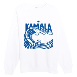 Blue Wave For Kamala Harris Trump Funny Premium Crewneck Sweatshirt