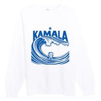 Blue Wave For Kamala Harris Trump Funny Premium Crewneck Sweatshirt