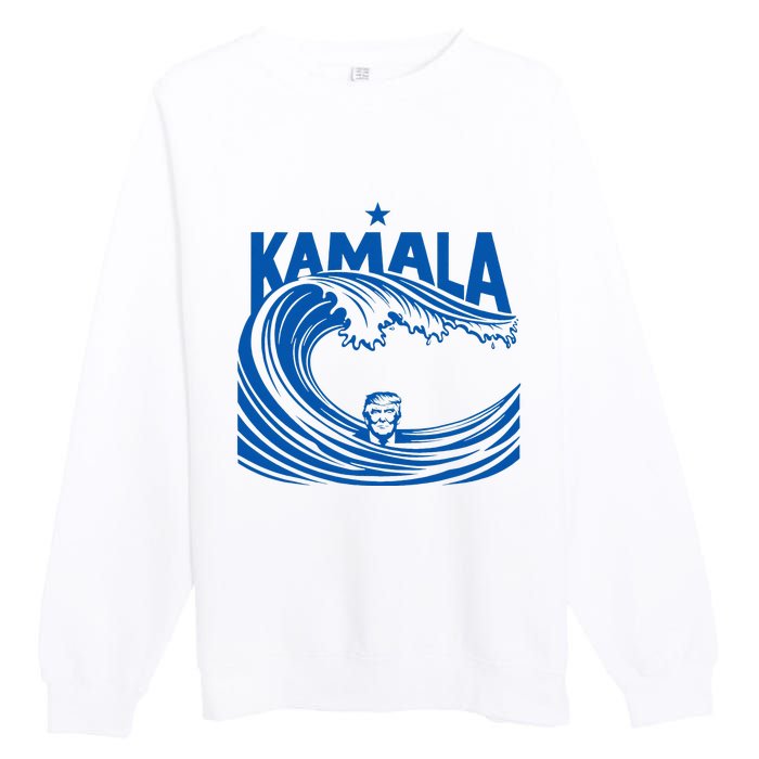 Blue Wave For Kamala Harris Trump Funny Premium Crewneck Sweatshirt