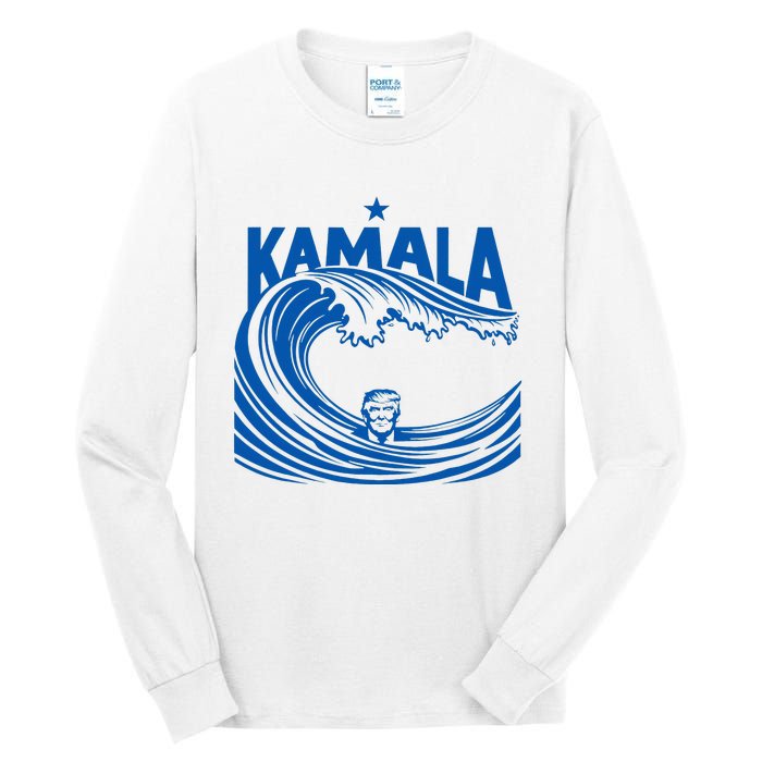 Blue Wave For Kamala Harris Trump Funny Tall Long Sleeve T-Shirt