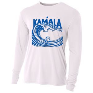 Blue Wave For Kamala Harris Trump Funny Cooling Performance Long Sleeve Crew