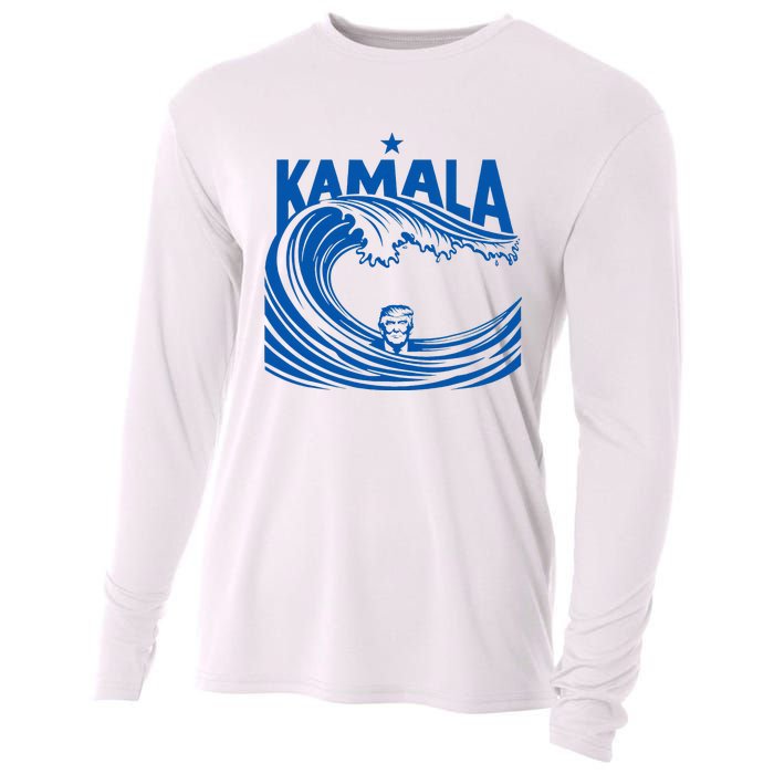 Blue Wave For Kamala Harris Trump Funny Cooling Performance Long Sleeve Crew