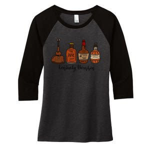 Bourbon Whiskey Favorite Bourbons Distillery Women's Tri-Blend 3/4-Sleeve Raglan Shirt