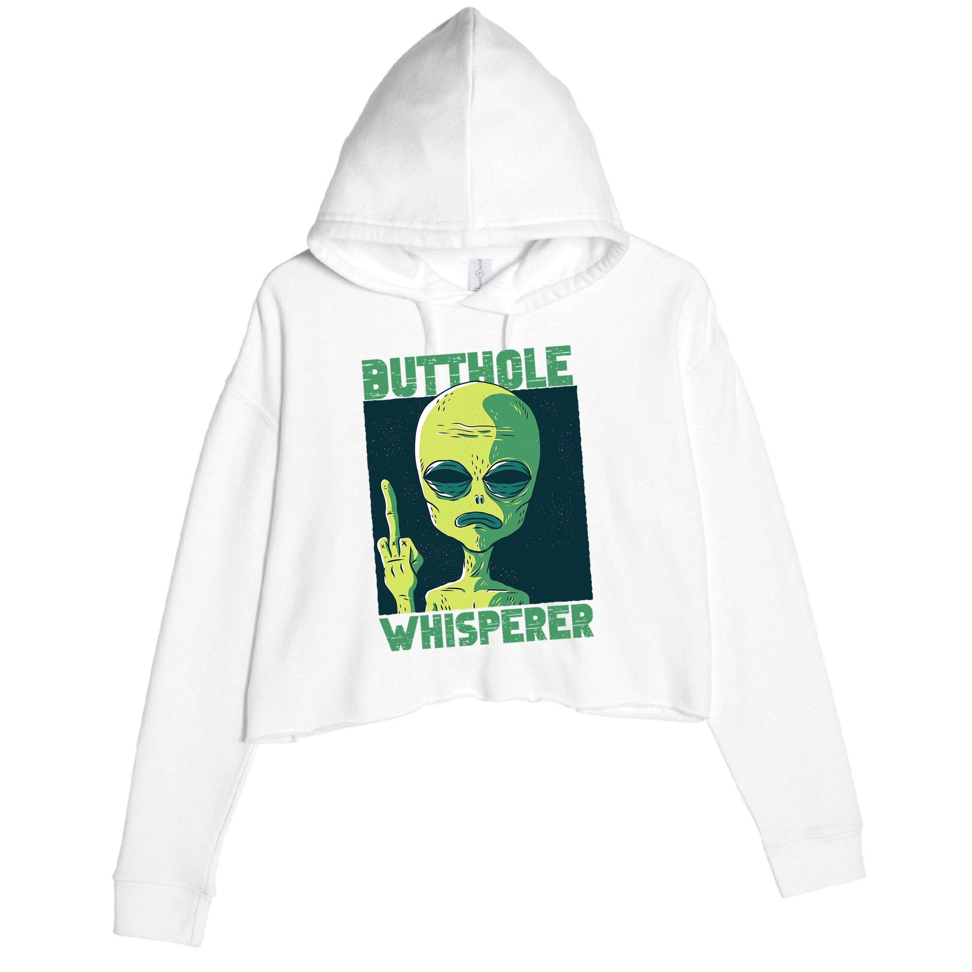 Butthole Whisperer Funny Aliens Sarcastic Adult Humour Crop Fleece Hoodie