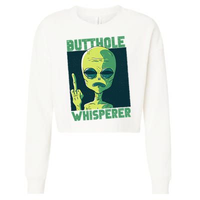 Butthole Whisperer Funny Aliens Sarcastic Adult Humour Cropped Pullover Crew