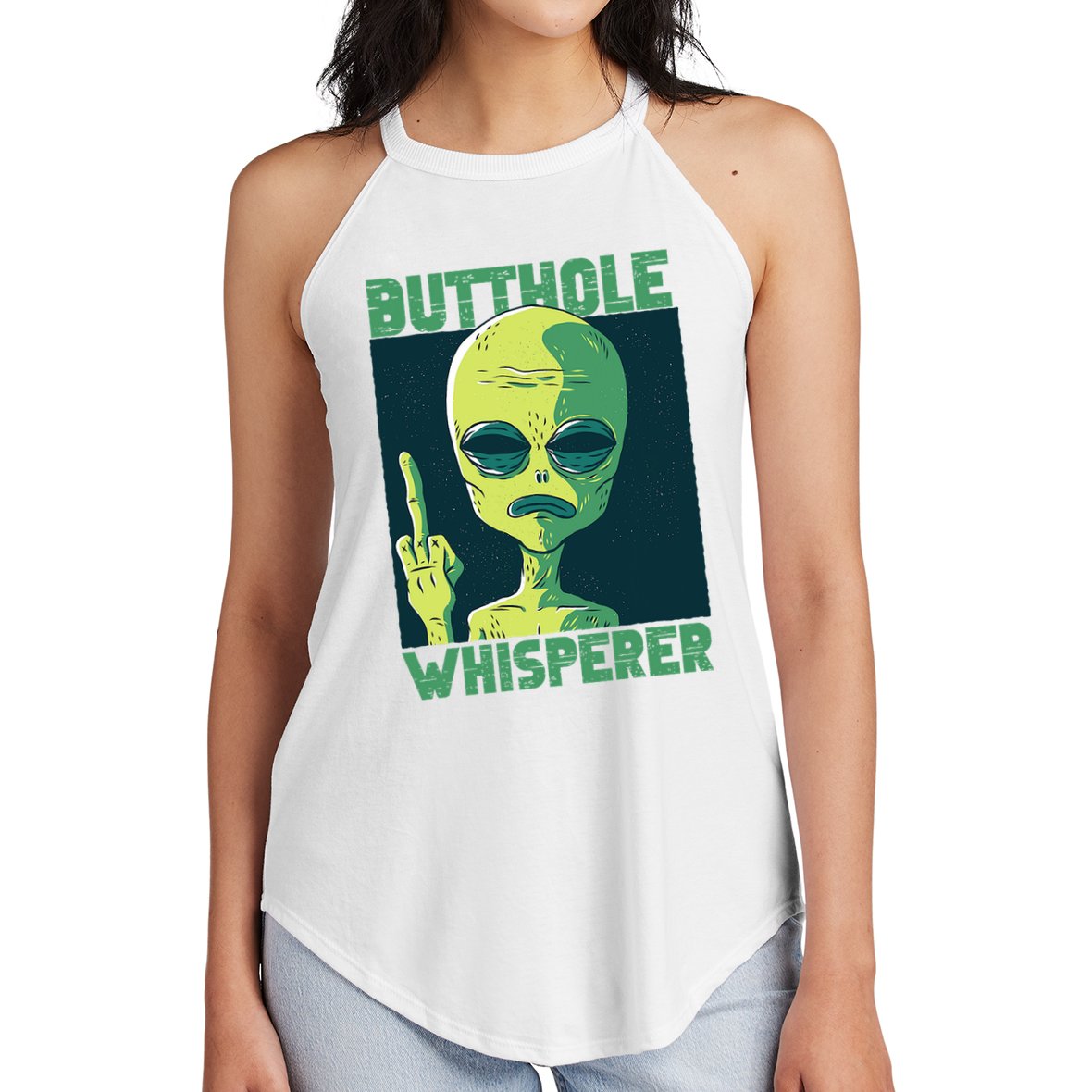 Butthole Whisperer Funny Aliens Sarcastic Adult Humour Women's Perfect Tri Rocker Tank