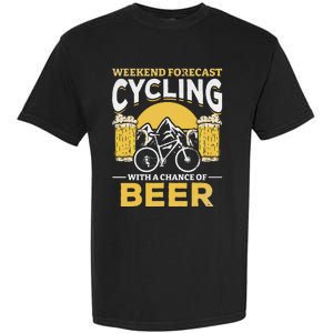 Bicyclist Weekend Forecast Cycling With A Chance Of Beer Garment-Dyed Heavyweight T-Shirt