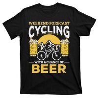 Bicyclist Weekend Forecast Cycling With A Chance Of Beer T-Shirt