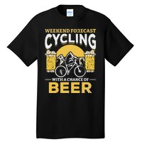 Bicyclist Weekend Forecast Cycling With A Chance Of Beer Tall T-Shirt