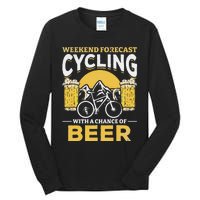 Bicyclist Weekend Forecast Cycling With A Chance Of Beer Tall Long Sleeve T-Shirt