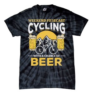 Bicyclist Weekend Forecast Cycling With A Chance Of Beer Tie-Dye T-Shirt