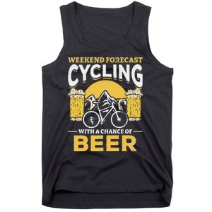 Bicyclist Weekend Forecast Cycling With A Chance Of Beer Tank Top