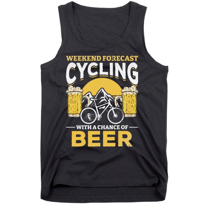 Bicyclist Weekend Forecast Cycling With A Chance Of Beer Tank Top