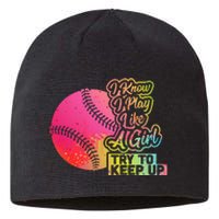 Baseball Wo Funny Gift Team Play Like a Softball Sustainable Beanie