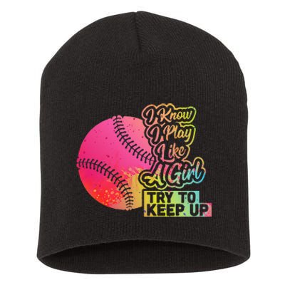 Baseball Wo Funny Gift Team Play Like a Softball Short Acrylic Beanie