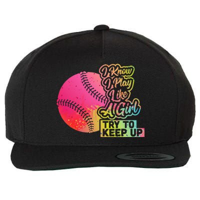 Baseball Wo Funny Gift Team Play Like a Softball Wool Snapback Cap