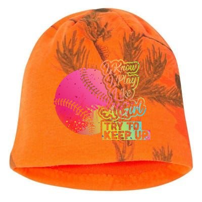 Baseball Wo Funny Gift Team Play Like a Softball Kati - Camo Knit Beanie