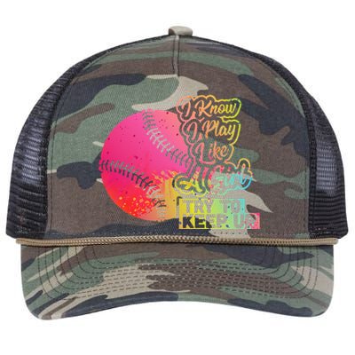 Baseball Wo Funny Gift Team Play Like a Softball Retro Rope Trucker Hat Cap