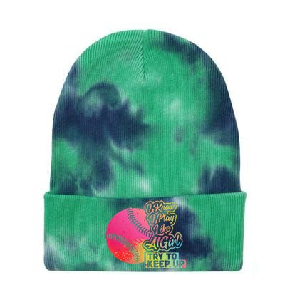 Baseball Wo Funny Gift Team Play Like a Softball Tie Dye 12in Knit Beanie