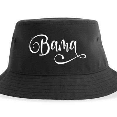 Bama White Fancy Script Alabama Sustainable Bucket Hat