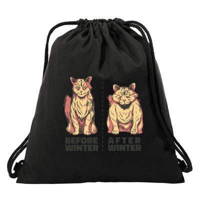 Before Winter Funny Cat Drawstring Bag
