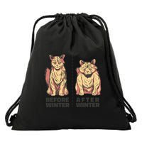 Before Winter Funny Cat Drawstring Bag