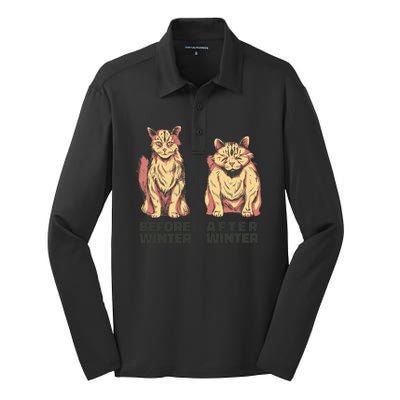 Before Winter Funny Cat Silk Touch Performance Long Sleeve Polo