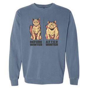 Before Winter Funny Cat Garment-Dyed Sweatshirt