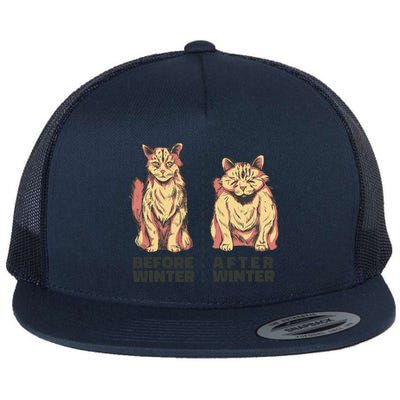 Before Winter Funny Cat Flat Bill Trucker Hat