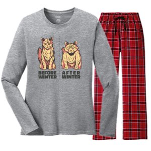 Before Winter Funny Cat Women's Long Sleeve Flannel Pajama Set 