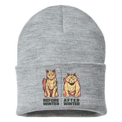 Before Winter Funny Cat Sustainable Knit Beanie