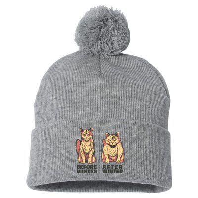 Before Winter Funny Cat Pom Pom 12in Knit Beanie