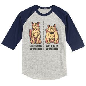 Before Winter Funny Cat Kids Colorblock Raglan Jersey