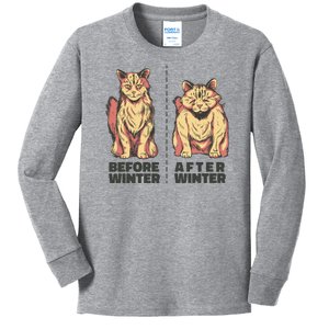 Before Winter Funny Cat Kids Long Sleeve Shirt